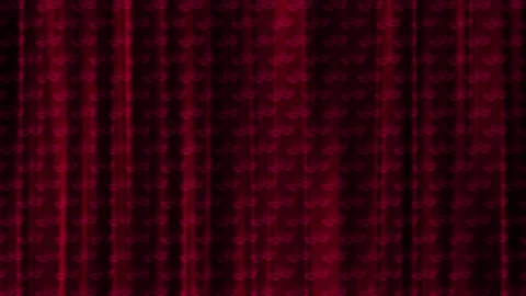 Backstage with a pattern of theatrical mask on the fabric. Red burgundy swaying Stock Footage 146737952