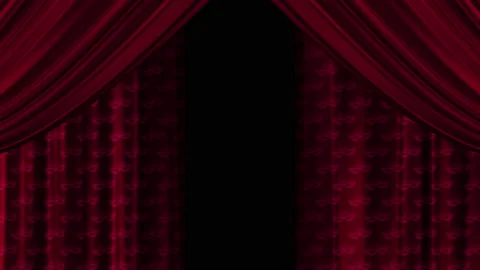 Backstage with a pattern of theatrical mask on the fabric. Red burgundy swaying Stock Footage 146738110