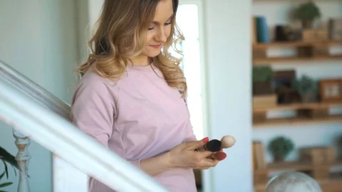 Backstage scene: visagiste at work doing glamour model makeup Stock Footage 74221009