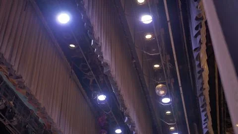 Backstage scenes with lights slow move Stock Photos