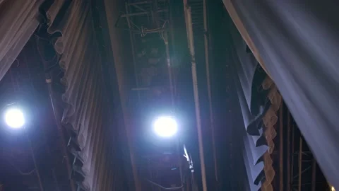 Backstage scenes with lights2 Stock Footage 88247040