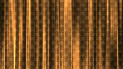 Backstage with a wedding pattern of hearts on the fabric. A golden swaying Stock Footage 146737410