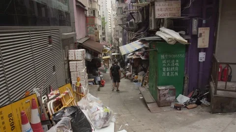Backstreets of Hong Kong Stock Footage 42849069