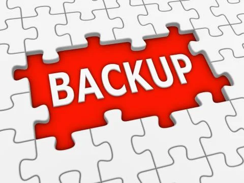 Backup - 3d puzzle with white word. Stock Illustration