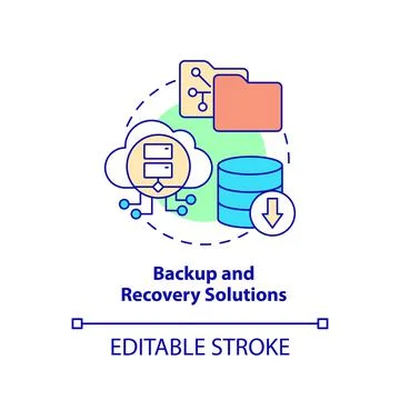 Backup and recovery solutions concept icon 库存插图