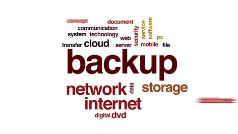 Backup animated word cloud, text design animation. Stock Footage 79405510