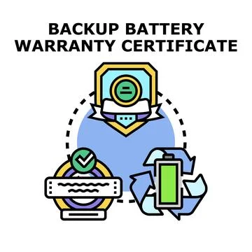 Backup battery warranty certificate document concept Stock Illustration