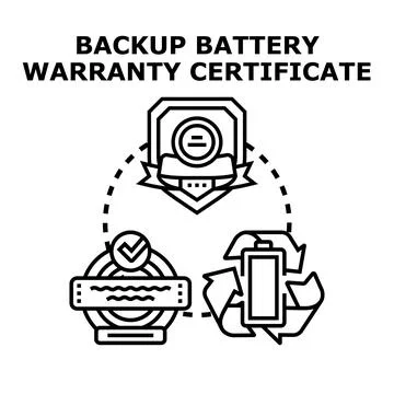 Backup battery warranty certificate document concept Illustrazione stock