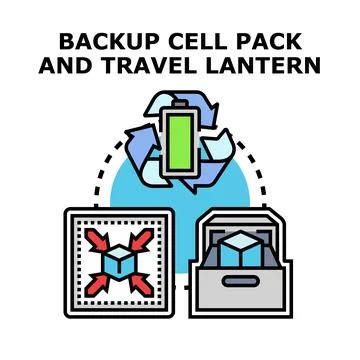 Backup cell pack and portable travel lantern concept Stock Illustration