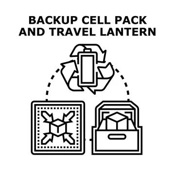 Backup cell pack and portable travel lantern concept Stock Illustration