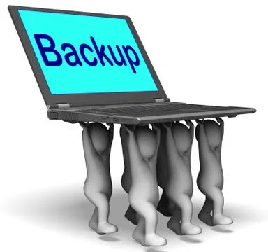 Backup character laptop shows archive back up and storing Иллюстрация