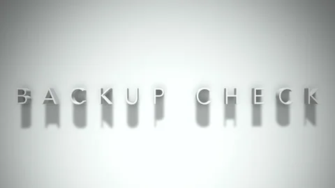 Backup check 3D title animation white text on a white background Stock Footage 299823514