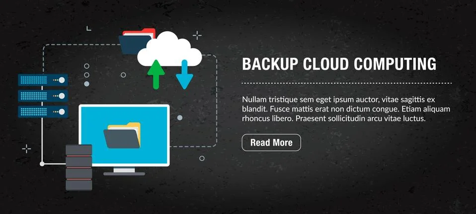 Backup cloud computing, banner internet with icons in vector. Stock Illustration