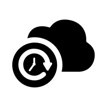 Backup, cloud, time machine icon. Black vector graphics. Stock Illustration