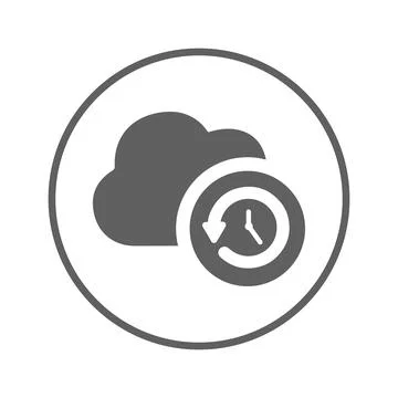 Backup, cloud, time machine icon. Gray vector graphics. Stock Illustration