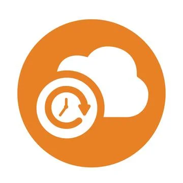 Backup, cloud, time machine icon. Orange color vector design. Stock Illustration