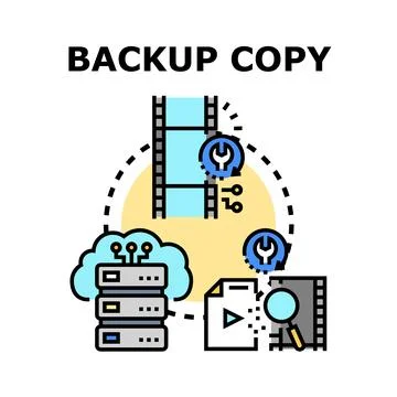 Backup copy data storage server synchronization process Stock-Illustration