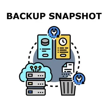 Backup data snapshot creating and restoring process 스톡 일러스트