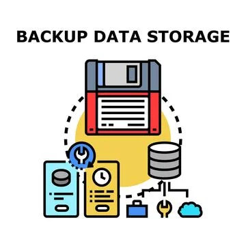Backup data storage process with maintenance and recovery Stock Illustration