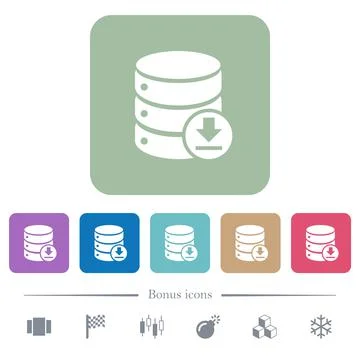 Backup database flat icons on color rounded square backgrounds Stockillustratie