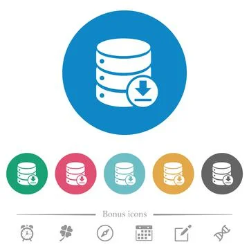 Backup database flat round icons Stock Illustration