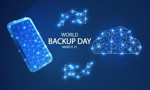 Backup day world cloud technology smartphone Stock Illustration