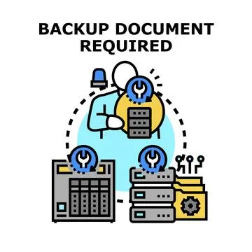 Backup document required for data storage and recovery Stock Illustration