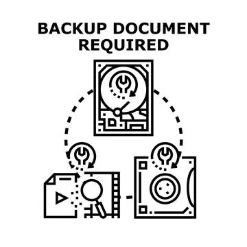 Backup document required data storage concept Stock Illustration