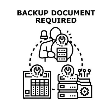Backup document required for data storage and recovery Stock Illustration