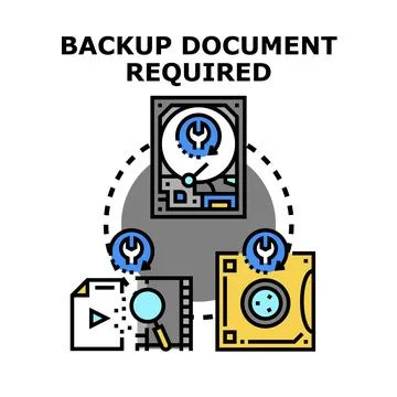 Backup document required data storage concept Stock Illustration