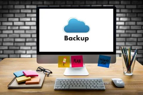 Backup Download copies of data, Computing Digital Data transferring Foto stock