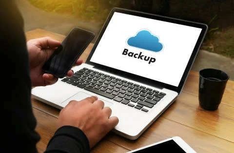 Backup Download copies of data, Computing Digital Data transferring Foto stock