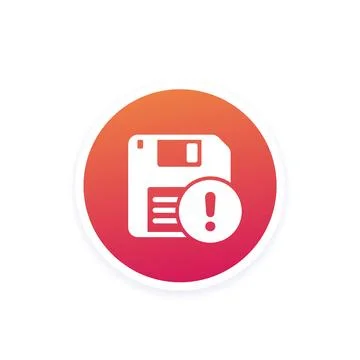 Backup error or warning icon with floppy disk Illustrazione stock