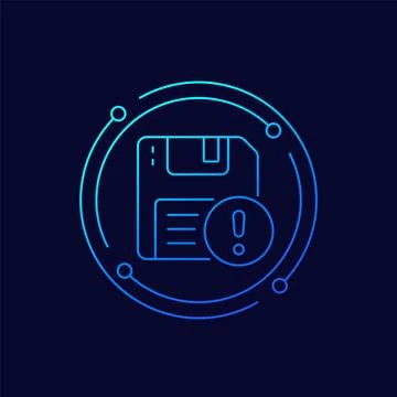 Backup error, warning icon with a floppy disk Stock Illustration