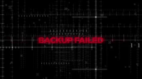 Backup Failed Text Animation on Digital Background Stock Footage 339750056