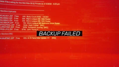 Backup Failed on warning hack background screen Stock Footage 339750054