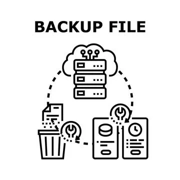 Backup file saving important data in cloud storage Stock Illustration