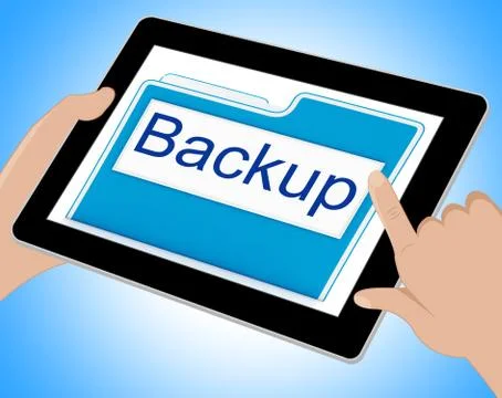 Backup File Shows Data Archiving And Administration Tablet Illustrazione stock