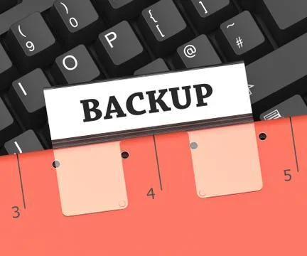 Backup File Shows Organized Paperwork And Computer 3d Rendering Stock Illustration