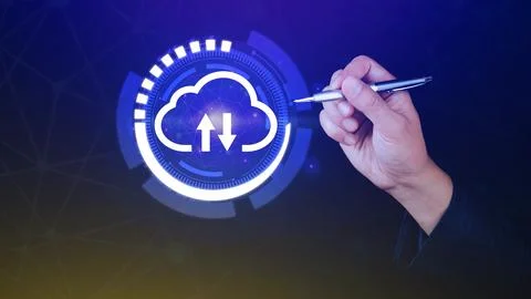 Backup files and data on internet with cloud storage technology that sync a.. 스톡 사진