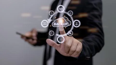 Backup files and data on internet with cloud storage technology that sync a.. Stock Photos