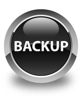 Backup glossy black round button Stock Illustration