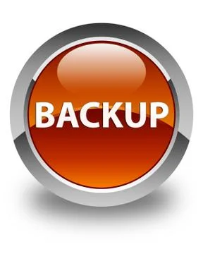Backup glossy brown round button 스톡 일러스트