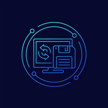 Backup icon with a floppy disk, linear design Stock Illustration