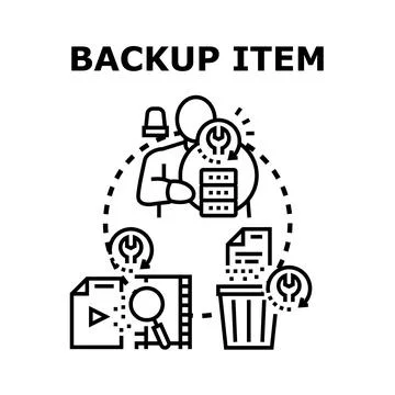 Backup item managing data storage and maintenance Stock Illustration