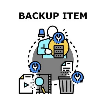 Backup item managing data storage and maintenance Stock Illustration