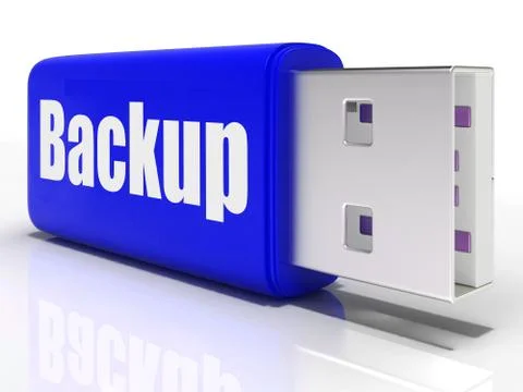 Backup pen drive shows storage organization or data archiving Stock Illustration