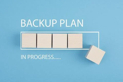 Backup plan in progress, loading bar, computer file security and online data Illustrazione stock