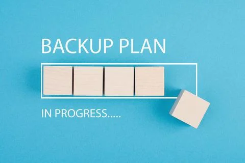 Backup plan in progress, loading bar, computer file security and online data Stock Photos