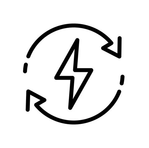 Backup power engine icon, lightning bolt symbol Stock Illustration